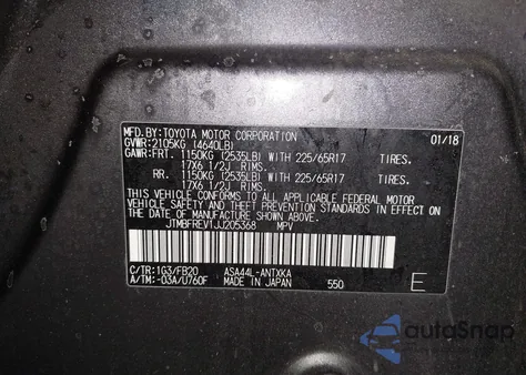 2018 Toyota Rav4 Le from USA, damaged, VIN JTMBFREV1JJ205368